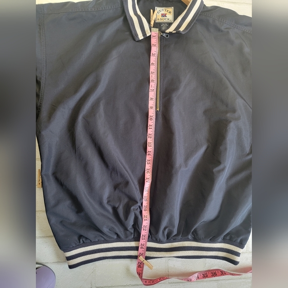 Vintage Cutter & Buck Men's Blue Stretchy Quarter Zip Bomber Jacket Size - Picture 5 of 10